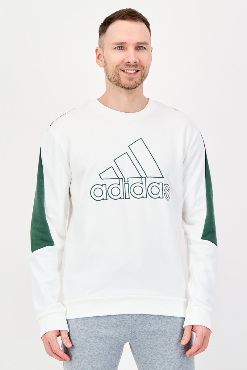 Adidas Men Sportswear Fit Long Sleeve Outdoor Sweatshirt, White - Image 1